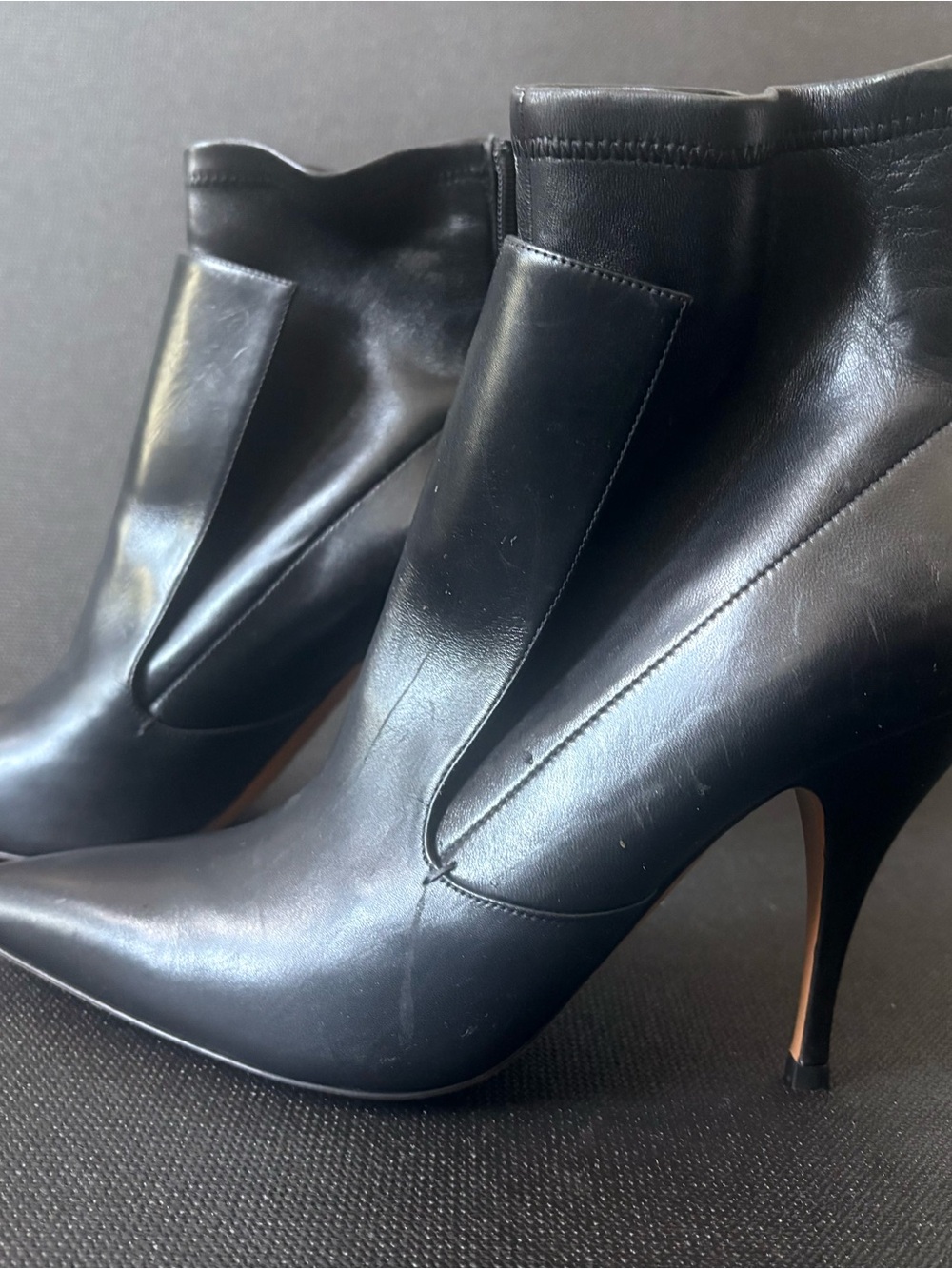 Givenchy Black Leather Pointed Stiletto Ankle Boots